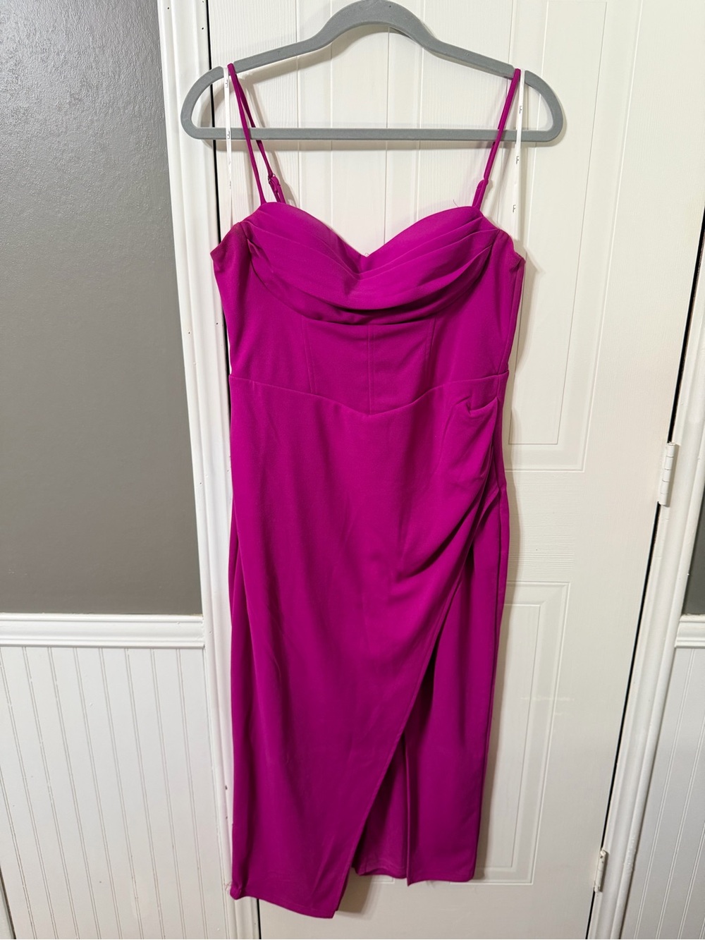 Lulu's Fuchsia Spaghetti Strap Midi Dress